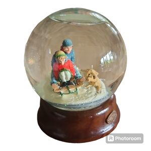 Norman Rockwell Downhill Dash Snow Globe
